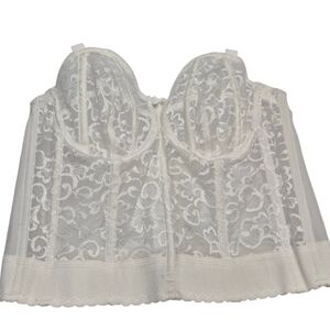 Goddess Lace Long Line Bustier White 38B Bridal